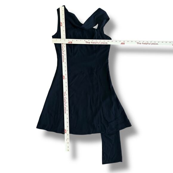 Commense Women’s Small Black Asymmetrical Cowl Neck Midi Dress NWT Evening Party - Picture 3 of 8